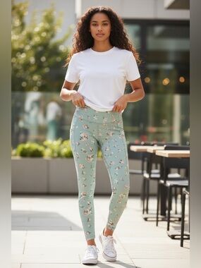 Aeropostale Light Blue Floral Pocket Leggings